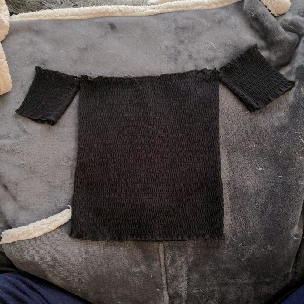 Black Off-the-Shoulder Crop Top